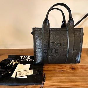 BLACK LEATHER MINI MARC JACOBS THE TOTE BAG. AUTHENTIC!